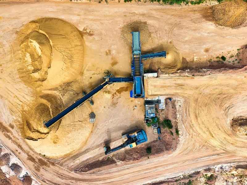 Drone land surveying for stockpile volume measurements at a material site in Austin Texas